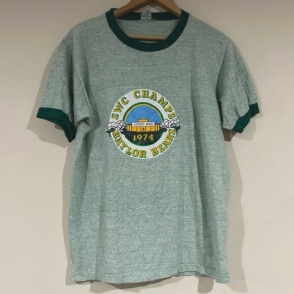 Vintage 1974 Baylor Bears Football SWC Ringer Shirt - Picture 1 of 3